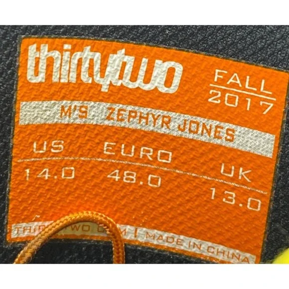 ThirtyTwo Jeremy Jones Mens 2017 Signature Series Zephyr Snowboard Boots Size 14